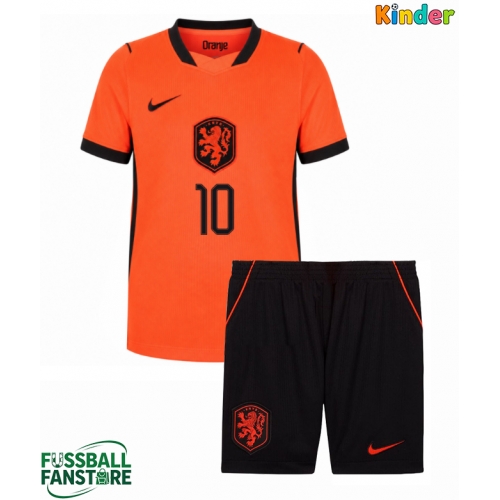 Niederlande Memphis Depay #10 Replik Heimtrikot Kinder WM 2026 Kurzarm (+ Kurze Hosen)